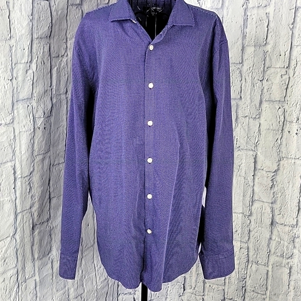 MURANO Slim Fit Blue and White Casual Shirt XL